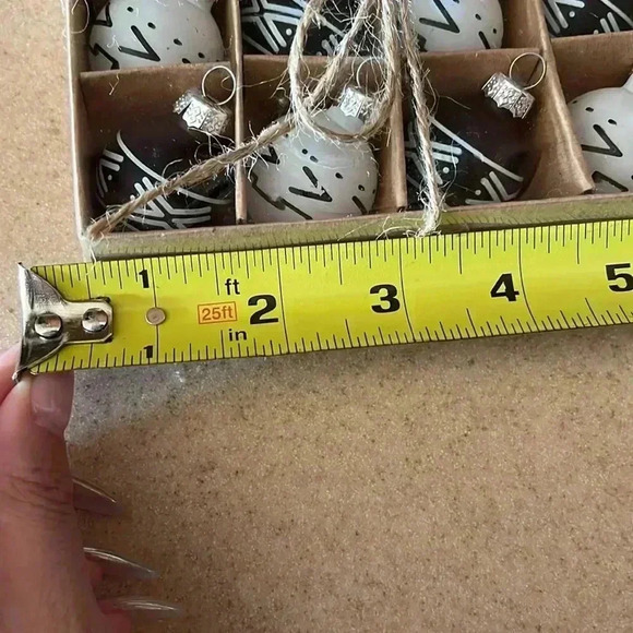 2 Boxes of 16 miniature glass ornaments (32 total) Black and White approx 1” - Picture 3 of 3